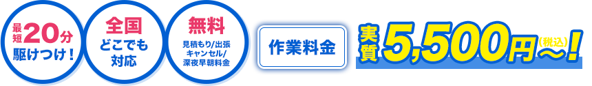 作業料金　実質　5,500円（税込）～