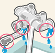 蛇口から水漏れしている