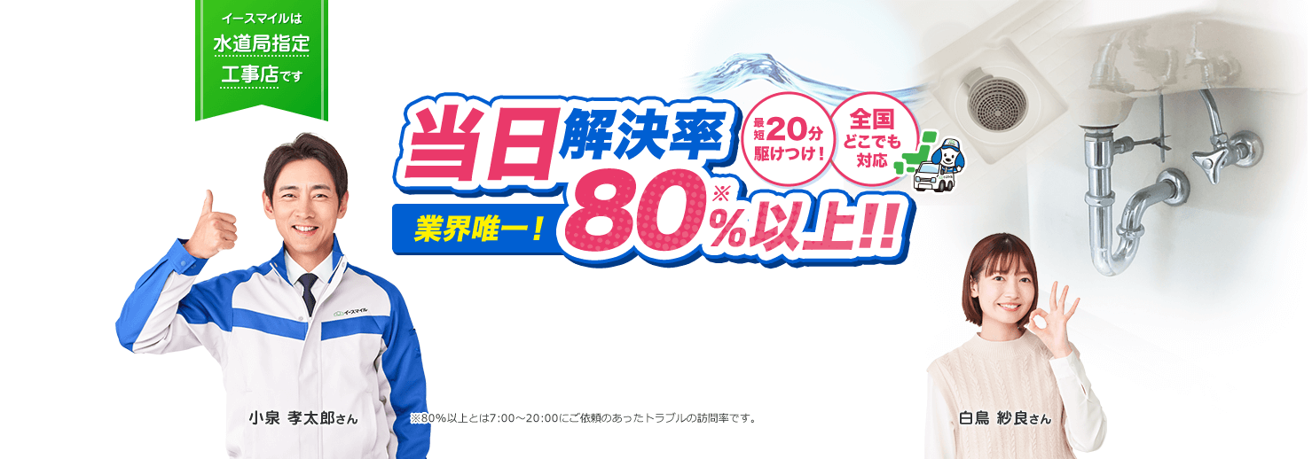 排水口･排水管のトラブル最短20分駆けつけ！