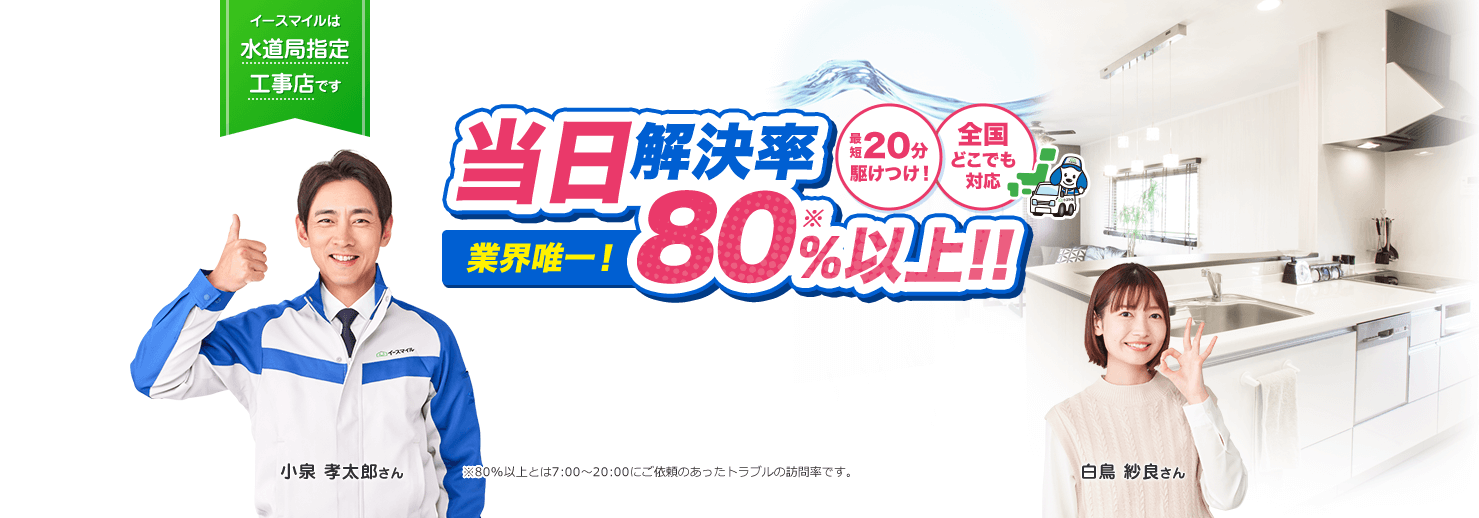 排水口･排水管のトラブル最短20分駆けつけ！