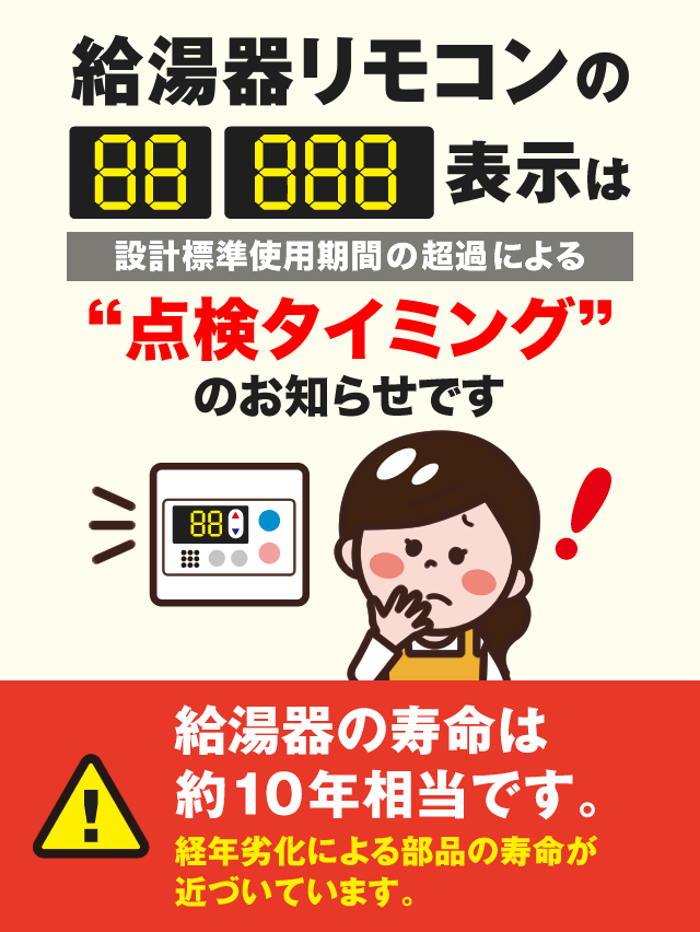 給湯器リモコンの「88」「888」表示は“点検タイミング”のお知らせです