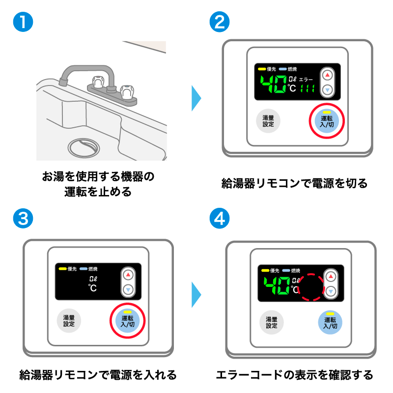 給湯リモコンのリセットをする